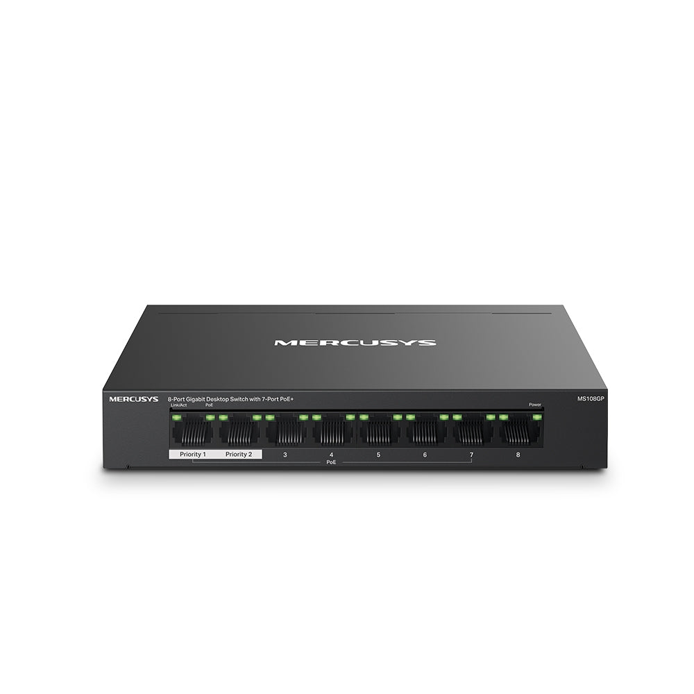 Mercusys MS108GP 8-Port Gigabit Desktop Switch with 7-Port PoE+ Mercusys MS108GP 8-Port Gigabit Desktop Switch with 7-Port PoE+
